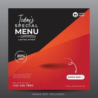 food menu banner for social media template vector