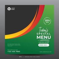 food menu banner for social media template vector