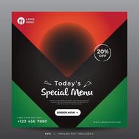 food menu banner for social media template vector