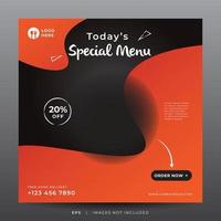 food menu banner for social media template vector