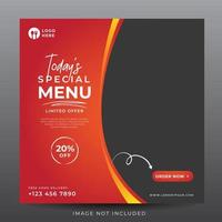 food menu banner for social media template vector