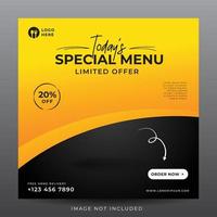 food menu banner for social media template vector