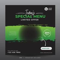 food menu banner for social media template vector