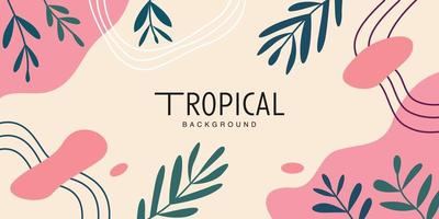 Abstract floral in trendy design style for background and copy space. Tropical leaf illustration in minimalist for banner template vector