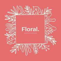 espacio de copia floral cuadrado para bodas y diseño de marco romántico. diseño de ilustración de dibujado a mano de flor vintage vector