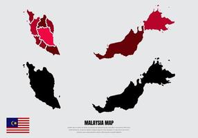 Collection of silhouette Malaysia maps design vector. Malaysia maps design vector