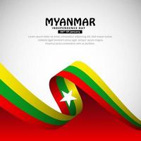 fondo de diseño moderno del día de la independencia de myanmar con vector de bandera ondulada
