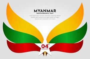 Amazing Myanmars Independence day design background with wavy flag vector. vector