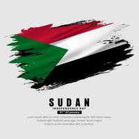 Amazing Sudan flag background with grunge brush. Sudan Independence Day Vector
