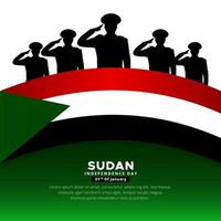 Celebration Sudan Independence Day design vector with silhouette of soldier