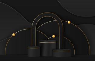 Black 3D Podium Background vector