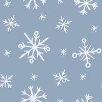 Snowflakes seamless pattern.  New Year and Christmas pattern for gift wrapping. White snowflakes on grey blue background. vector