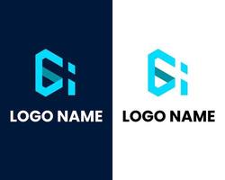 letter g and I modern business logo design template vector