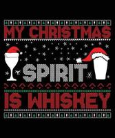 MY CHRISTMAS SPIRIT IS WHISKEY T-SHIRT DESIGN.eps vector