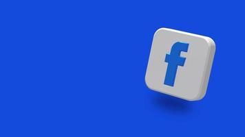 facebook app groot grootte 3d icoon roterend, ruimte voor tekst Aan Rechtsaf kant, 3d weergave, chroma sleutel, luma matte selectie, lager derde 3d icoon video