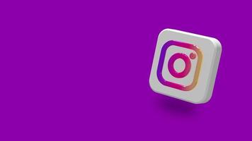 Instagram App Large Size 3D Icon Rotating, Space for Text on Right Side, 3D Rendering, Chroma Key, Luma Matte Selection, Lower Third 3D Icon video
