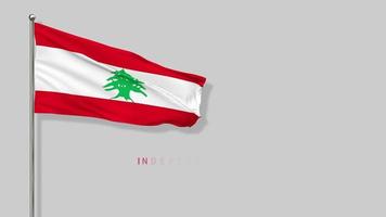 drapeau liban agitant dans le vent rendu 3d, joyeuse fête de l'indépendance, fête nationale, écran vert chroma key, sélection luma matte du drapeau video