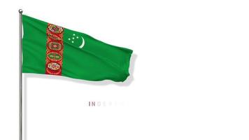 Turkmenistan Flag Waving in The Wind 3D Rendering, Happy Independence Day, National Day, Chroma key Green Screen, Luma Matte Selection of Flag video