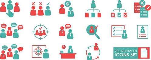 Recruitment icon set. Simple set of business strategy, Headhunting, career, resume. Modern icons. Solid icon set. vector