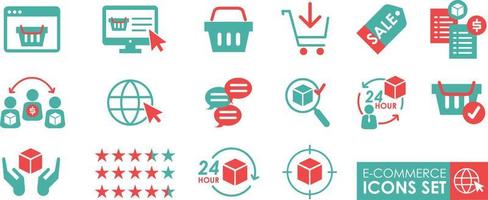 Set of online shopping icons. E-commerce icon set. Solid icons vector collection.