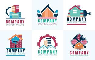 Colorful Construction Business Logo Collection vector