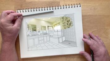 Designer Watches Custom Bathroom Drawing Transitioning to Photograph on Paper video