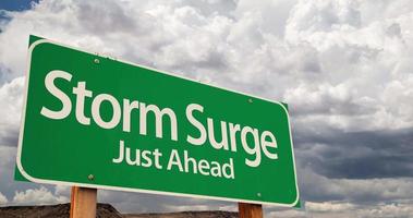 4K Time lapse Storm Surge Green Road Sign and Stormy Cumulus Clouds and Rain. video