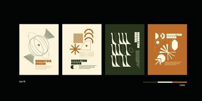 Neomodern aesthetics of brutalism design vector poster cover layout made with abstract elements and geometric shapes, useful for poster art, website design, album cover prints, fine arts images.