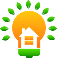 leaves and light bulb green energy icon png