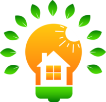 leaves and light bulb green energy icon png