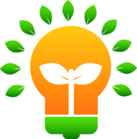 les feuilles et l'icône de l'énergie verte de l'ampoule png