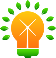 hojas y bombilla icono de energía verde png