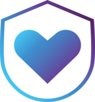 ícone de gradiente moderno de escudo de amor png