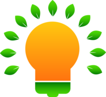 leaves and light bulb green energy icon png