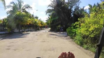 Holbox Quintana Roo Mexico 2021 Golf cart buggy ride with feet up Holbox island Mexico. video