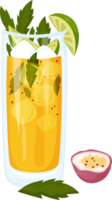 cocktail tropical mojito aux fruits de la passion dans un verre png