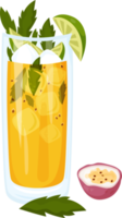 coquetel tropical mojito de maracujá em vidro png