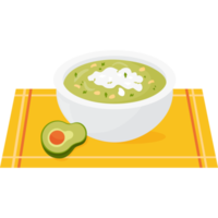 sopa mexicana verde tradicional con aguacate