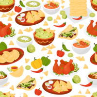 Seamless pattern with Mexican traditional food