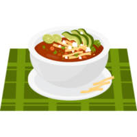 sopa de tomate mexicana com chips de tortilla png