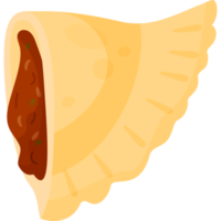 empanada mexicana medio rota con relleno de carne png