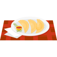 Mexican Empanadas with tomato sauce in bowl png
