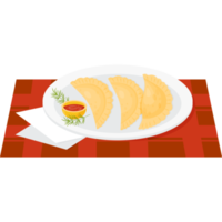 empanadas mexicanas com molho de tomate na tigela png