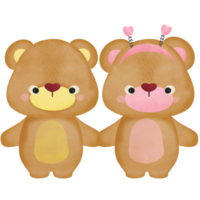 adorável urso pardo com tema de dia dos namorados em aquarela de coração rosa png