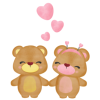 adorabile Marrone orso con rosa cuore acquerello san valentino tema png
