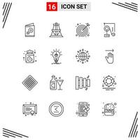 Set of 16 Vector Outlines on Grid for sweets dessert bulls eye exparimant physics physics Editable Vector Design Elements