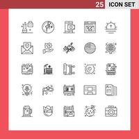 Set of 25 Modern UI Icons Symbols Signs for web internet bluetooth smartphone shop Editable Vector Design Elements