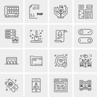 16 iconos de negocios universales vector ilustración de icono creativo para usar en proyectos relacionados con la web y dispositivos móviles