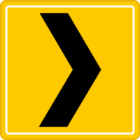 Rechtsaf richting geel weg teken of verkeer teken. straat symbool illustratie. png