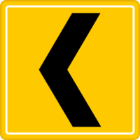 Left direction yellow road sign or traffic sign. Street symbol illustration. png